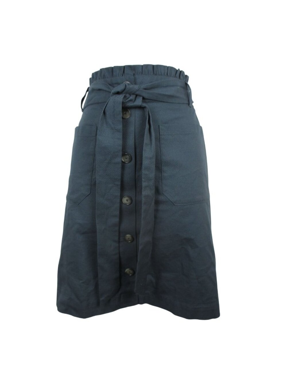 Loft Womens Blue Button-Front Paperbag Waist Skirt W/ Pockets 14 Cottagecore